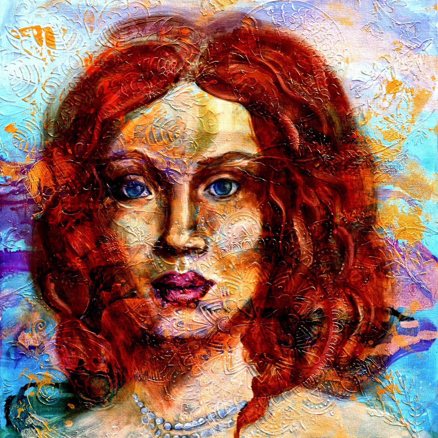 Red-haired girl with bright blue eyes